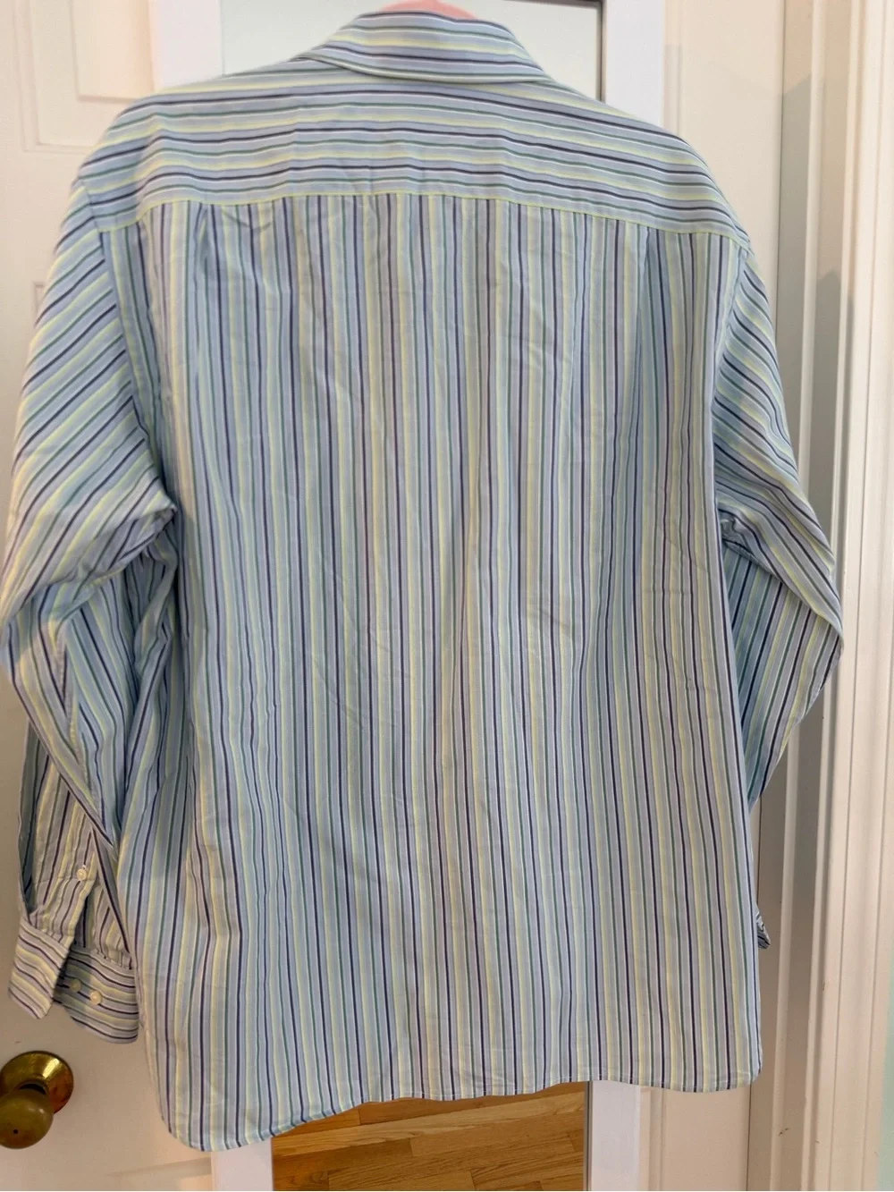 J. Crew Men's Multicolor Stripe Dress Shirt - Blue, Green, White
